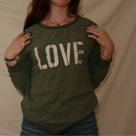 Grayson Threads Green LOVE Long Sleeve Sweatshirt with Lettering - Picture 3 of 5